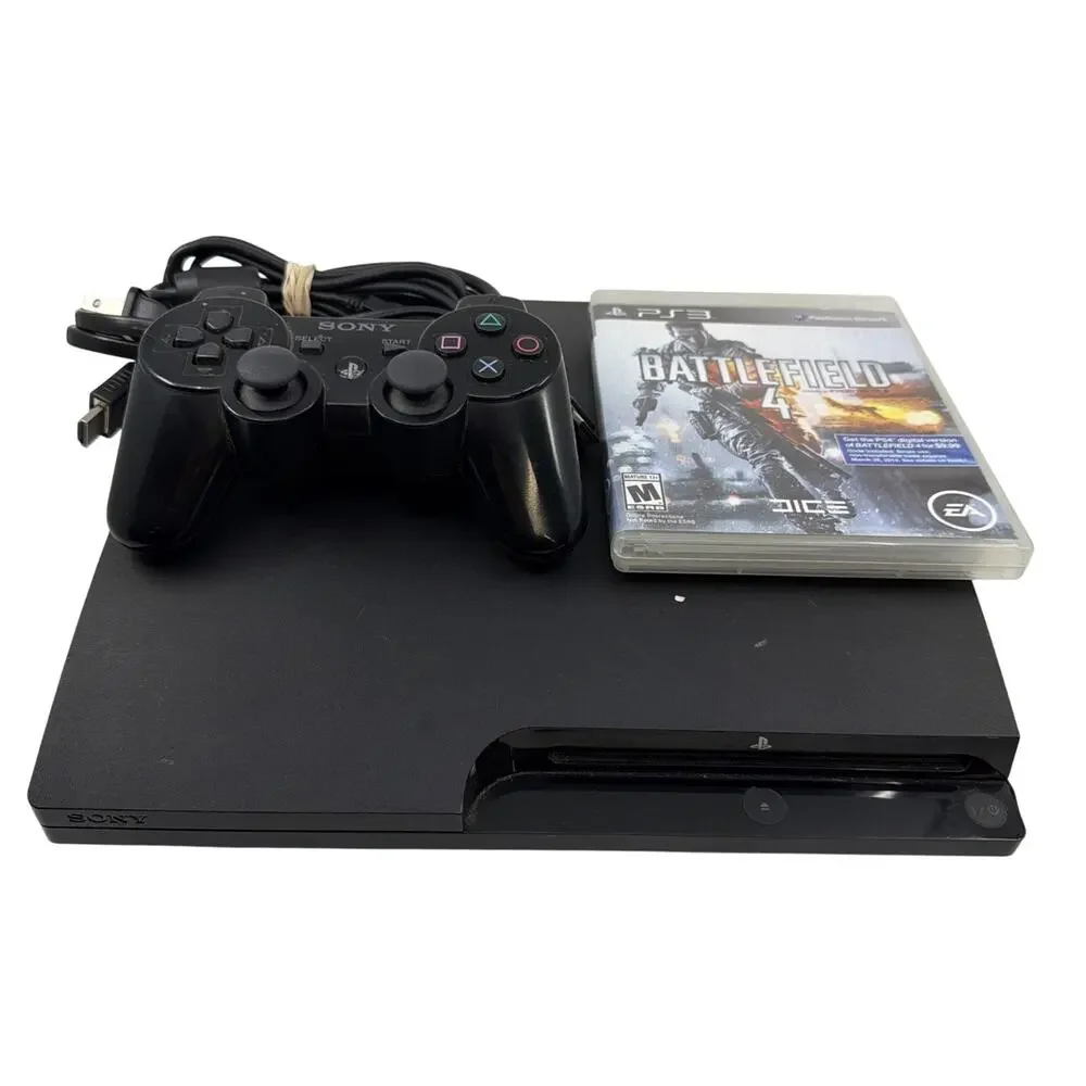 Sony PlayStation 3 Slim 320GB Black Console CECH-3001B w/ Dual Shock Controller